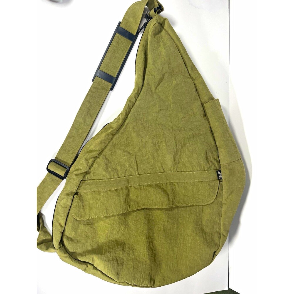AmeriBag Healthy Back Bag Large Green Crossbody Sling Zip Adjustable Pockets